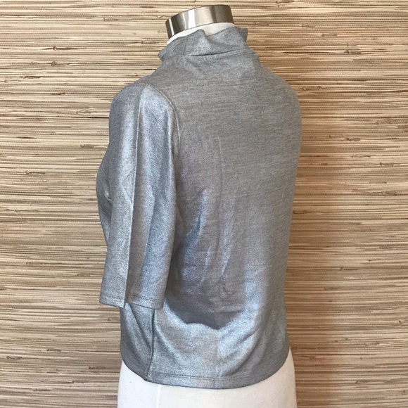Silver Mock-Neck Crop Top - Picture 2 of 5